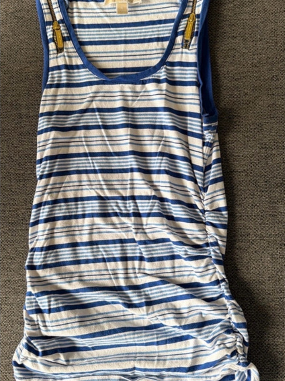 Michael Kors Blue and White Striped Sleeveless Tank